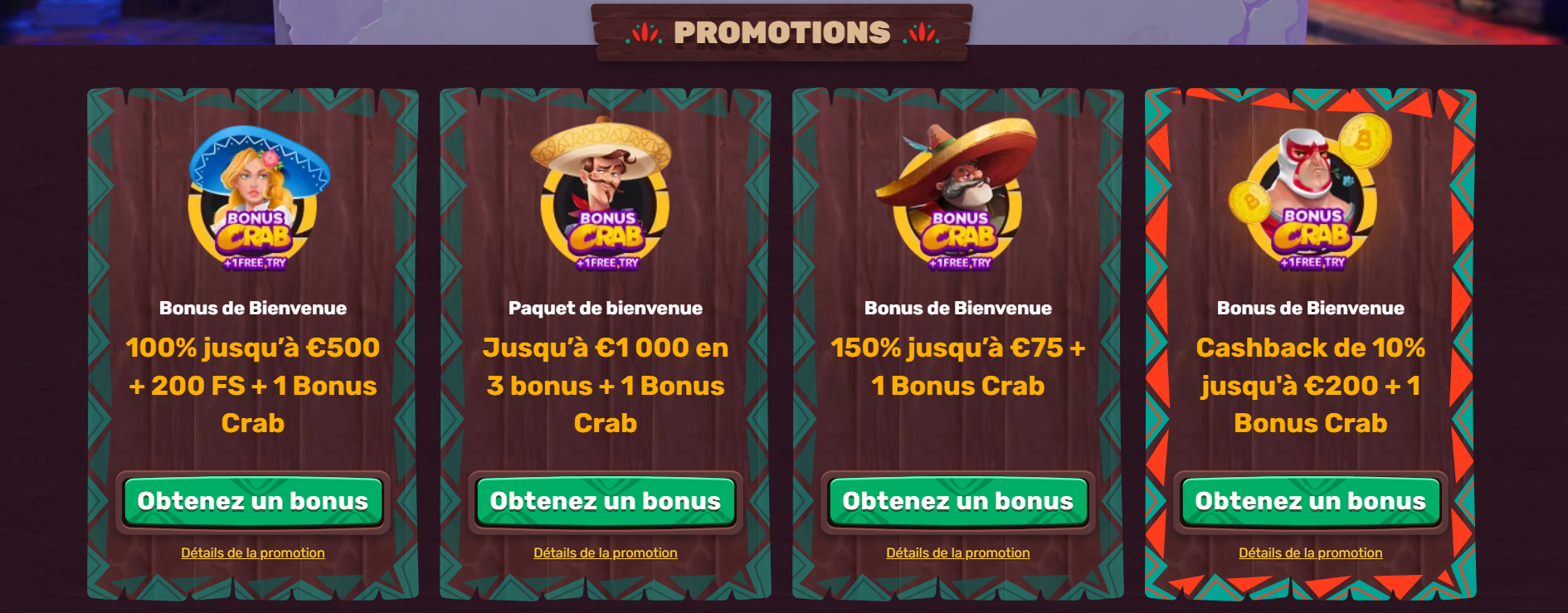 Illustration des promotions régulières et des bonus offerts par le casino en ligne 5Gringos, mettant en valeur des offres attrayantes et des récompenses pour les joueurs.